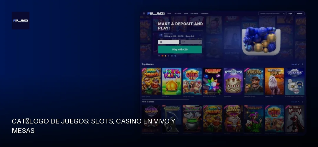 Catálogo de juegos: slots, casino en vivo y mesas